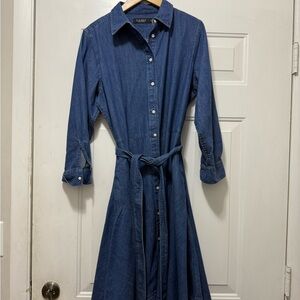 LaRalph Lauren Blue Denim Shirt Dress with Belt
